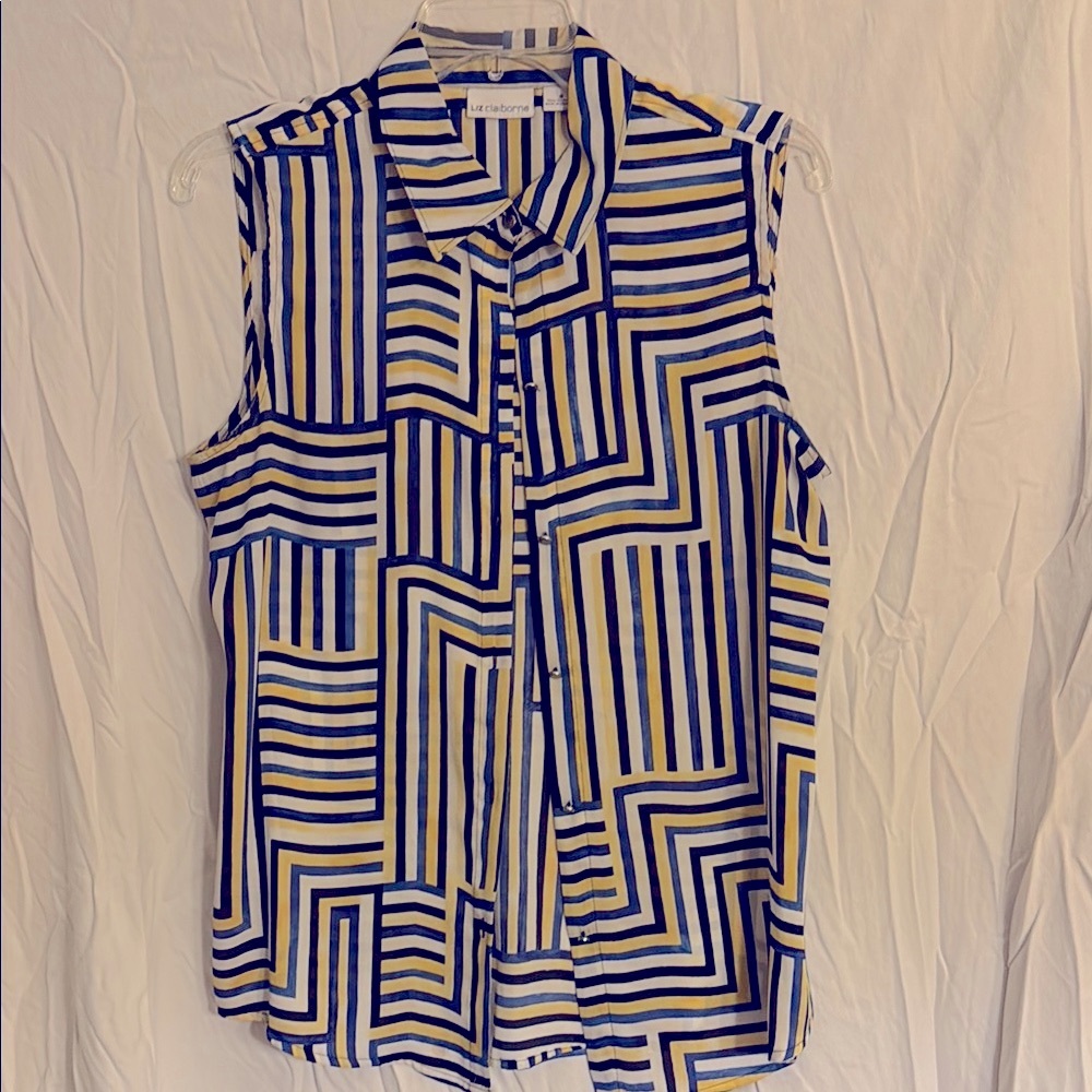 Liz Claiborne Women's Geometric Sleeveless Top - Yellow and Black